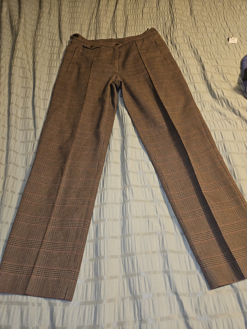 Brown Plaid Womens Pants